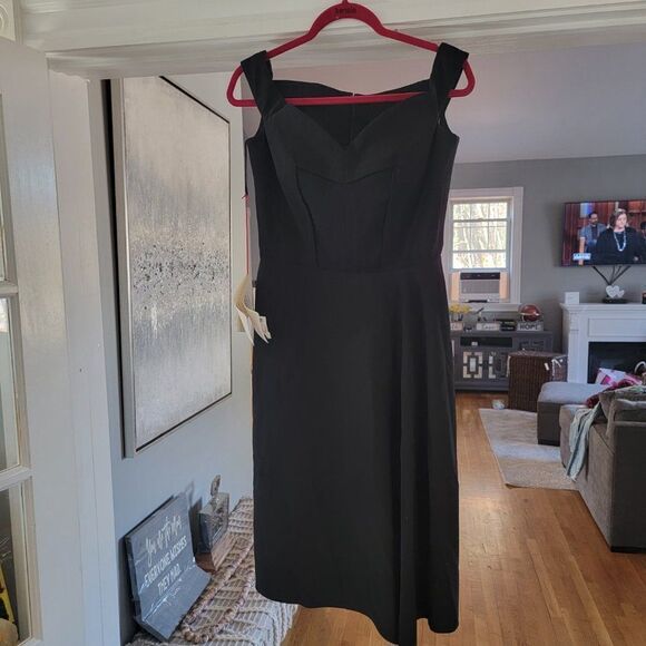 Alexander McQueen Women's Black Wool Crepe Midi Dress Size 42 - Picture 7 of 16